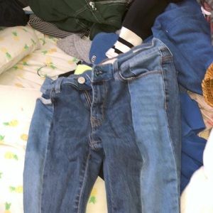 Two tone high waisted skinny jeans